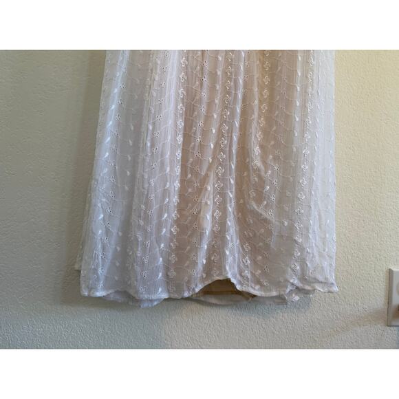 Boston Proper Lace Eyelet Maxi Dress Womens Sz 4 Cottagecore Fairy Whimsy White - Picture 10 of 15